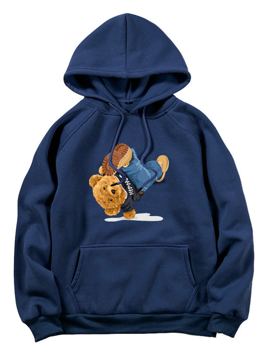 Break Dance Bear Print Hoodie