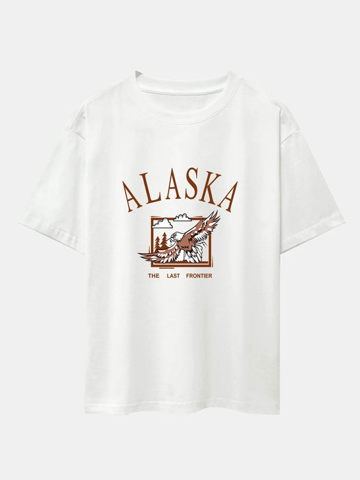 Alaskan Eagle Print Oversize T-Shirt And Jacquard Short