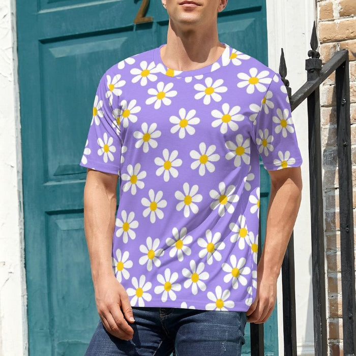 All Over Round Collar Floral Holiday T Shirt