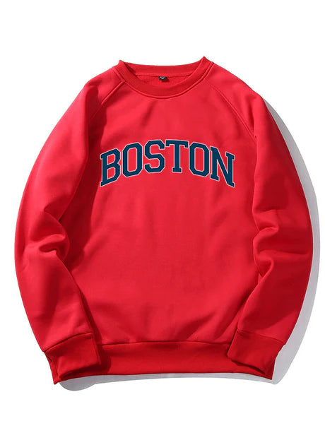 Boston Letter Print Raglan Sleeves Sweatshirt