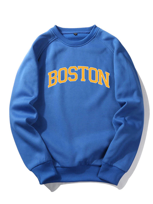 Boston Letter Print Sweatshirt