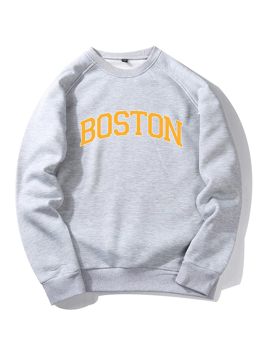 Boston Letter Print Sweatshirt