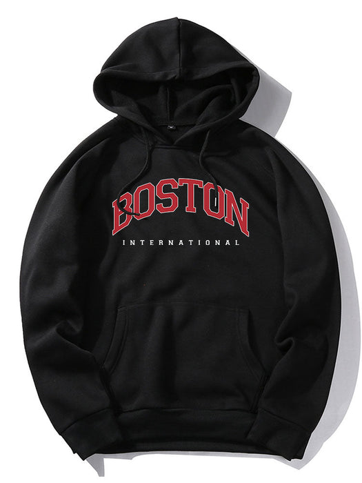 Boston Letter Print Hoodie