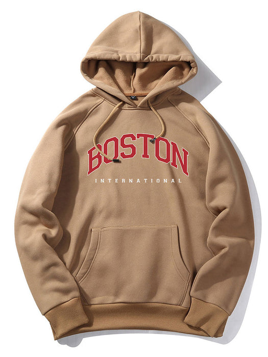 Boston Letter Print Hoodie