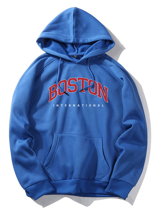 Boston Letter Print Hoodie