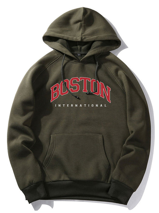 Boston Letter Print Hoodie