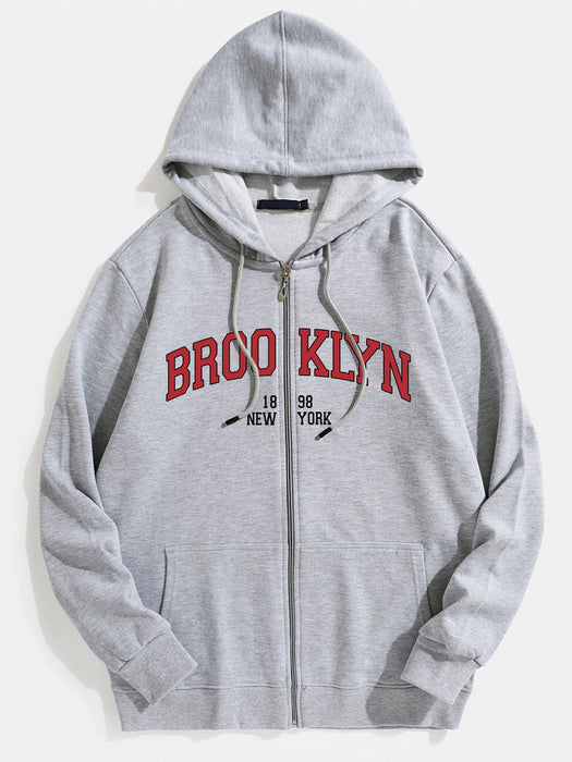 Brooklyn Print Zip Hoodie