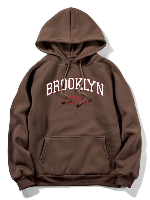 Brooklyn Letter Print Raglan Sleeve Hoodie