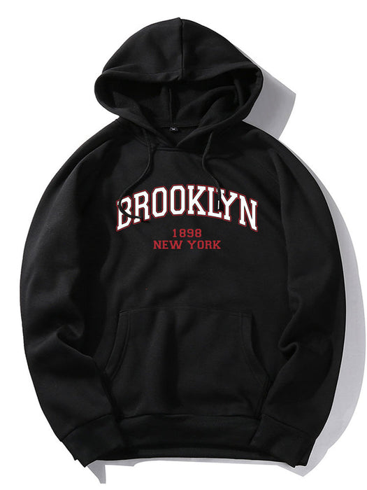 Brooklyn Letter Print Raglan Sleeve Hoodie