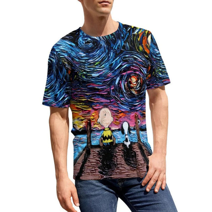 Starry Night Inspired Charlie And Snoopy T Shirt