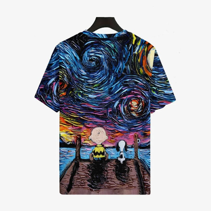 Starry Night Inspired Charlie And Snoopy T Shirt