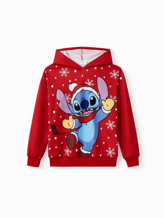 Stitch Cartoon Printed Family Matching Christmas Hoodie Set