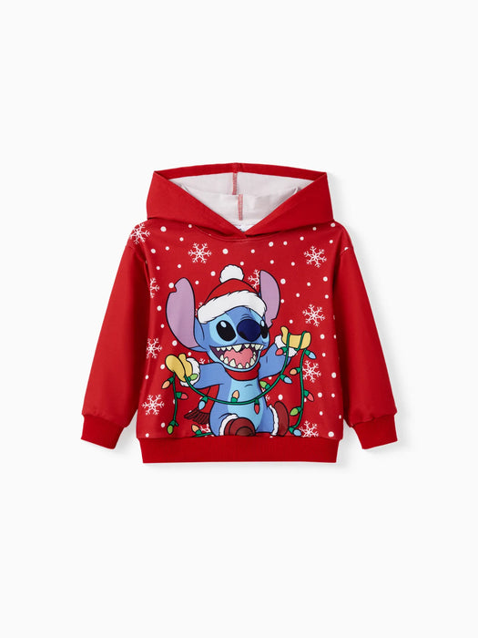 Stitch Cartoon Printed Family Matching Christmas Hoodie Set