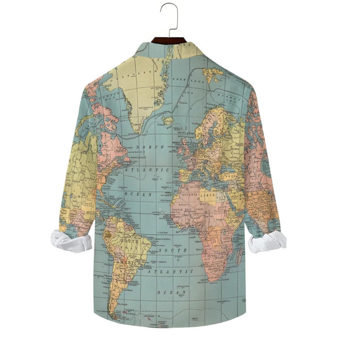 Map Casual Printed Long Sleeve Shirt