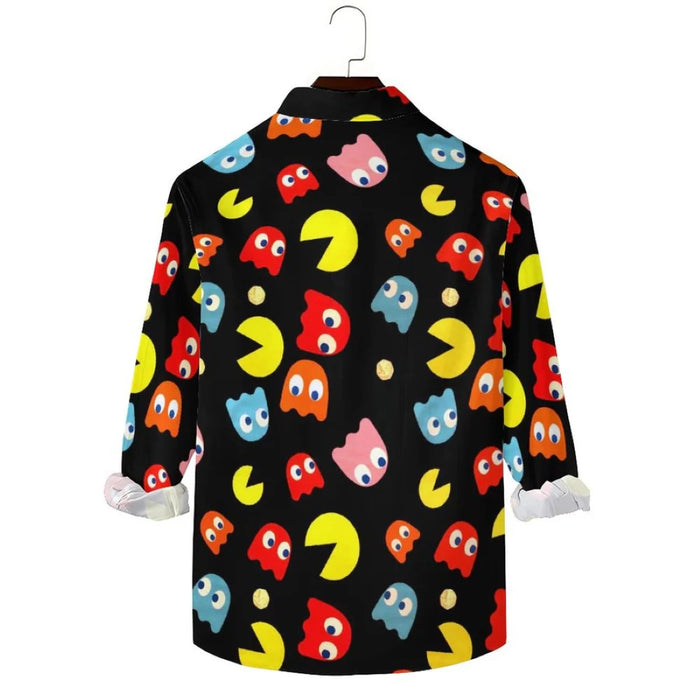 Pacman Inspired Casual Printed Long Sleeve Shirt