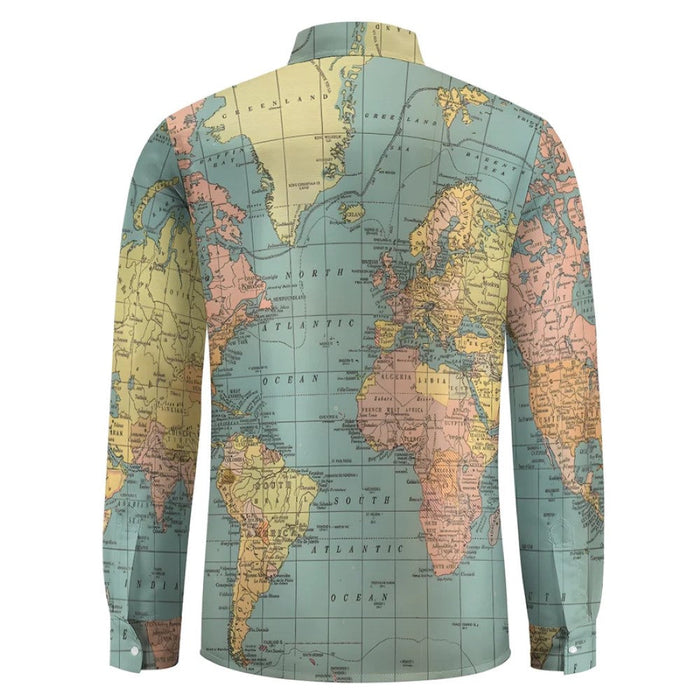 Map Casual Printed Long Sleeve Shirt