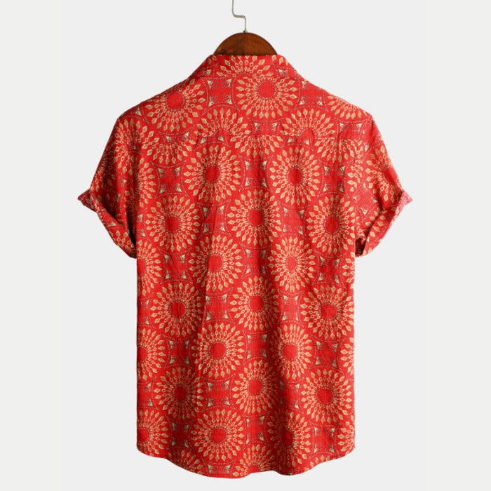 Casual Retro Print Short Sleeve Shirt