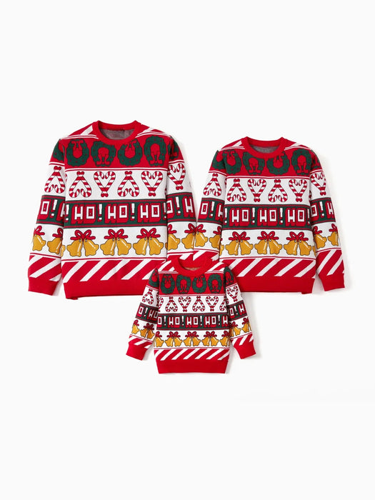 Christmas Bell And Candy Cane Family Matching Christmas Sweaters