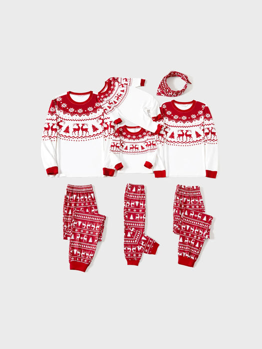 Reindeer And Snowflakes Patterned Family Matching Christmas Pajama Set