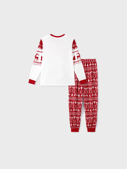 Reindeer And Snowflakes Patterned Family Matching Christmas Pajama Set