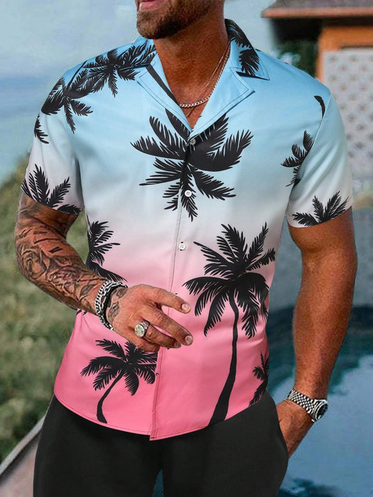 Coconut Tree Print Ombre Shirt