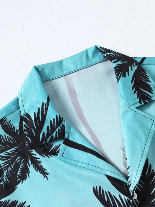 Coconut Tree Print Ombre Shirt