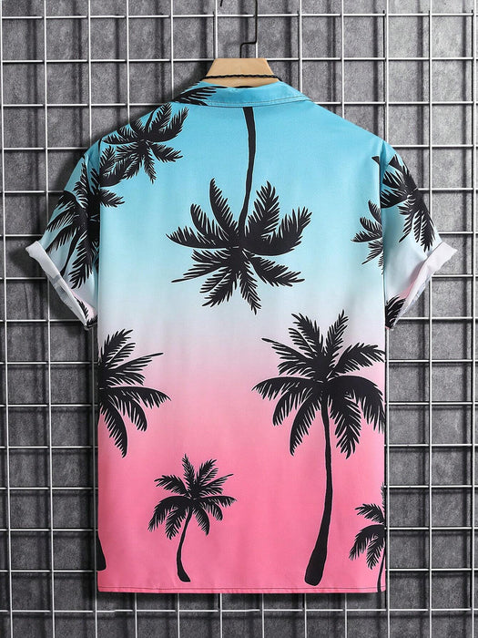 Coconut Tree Print Ombre Shirt