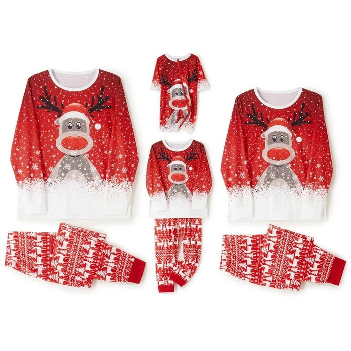 Set Xmas Deer Print Pajamas