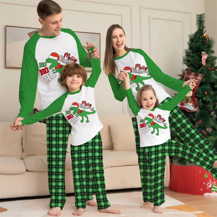 Santa Dinosaur Family Matching Pajamas Set