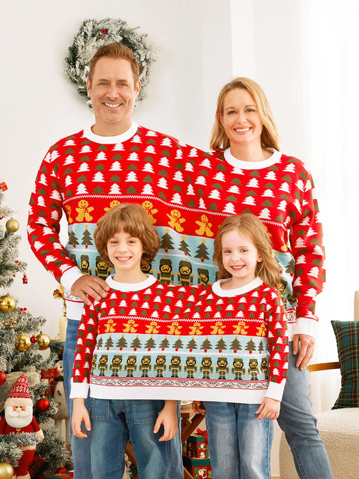 Double Jumper Knit Family Matching Christmas Sweater Set