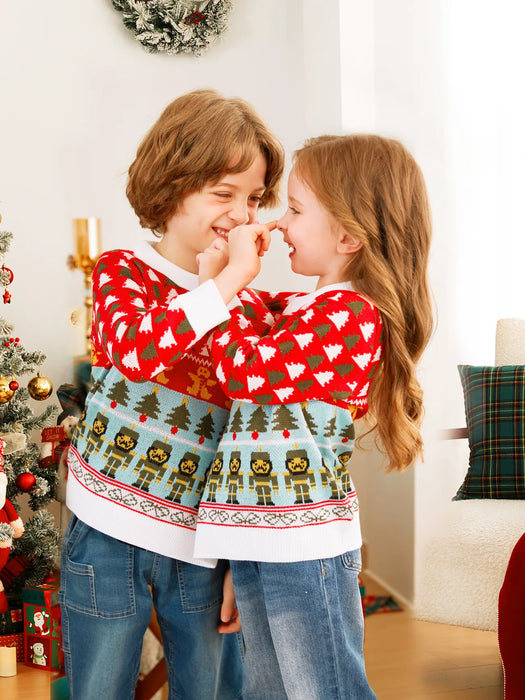 Double Jumper Knit Family Matching Christmas Sweater Set