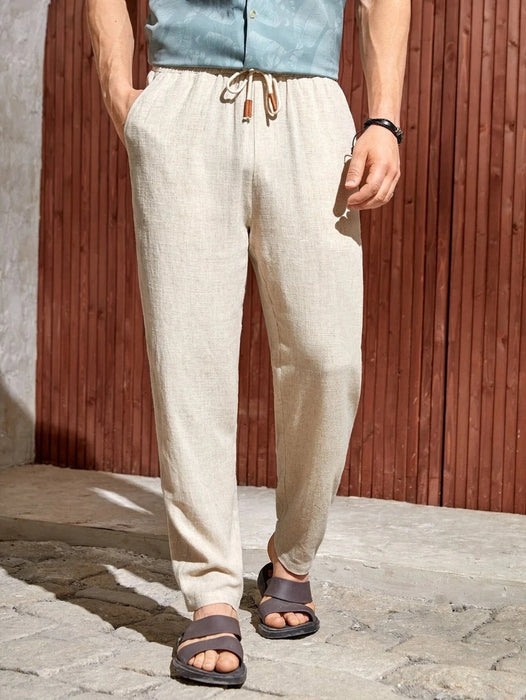 Drawstring Straight Fit Pants With Pocket