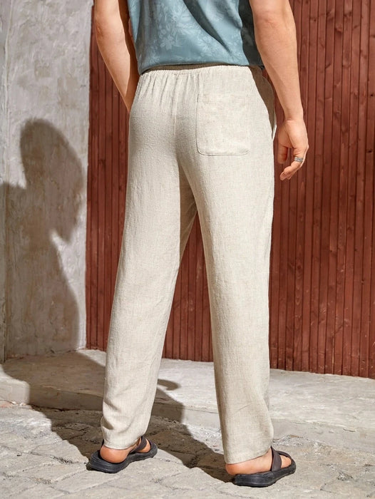 Drawstring Straight Fit Pants With Pocket