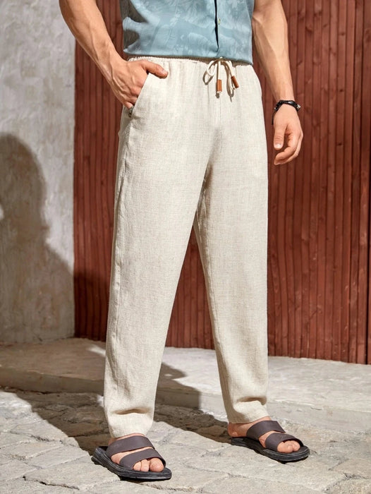 Drawstring Straight Fit Pants With Pocket