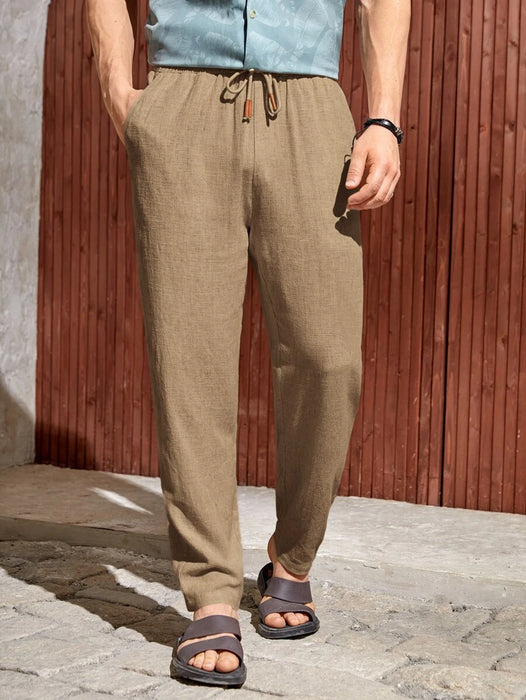 Drawstring Straight Fit Pants With Pocket