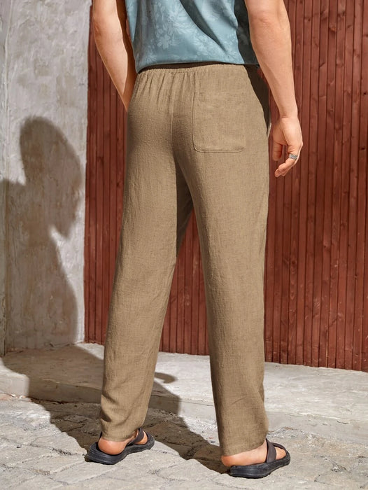 Drawstring Straight Fit Pants With Pocket