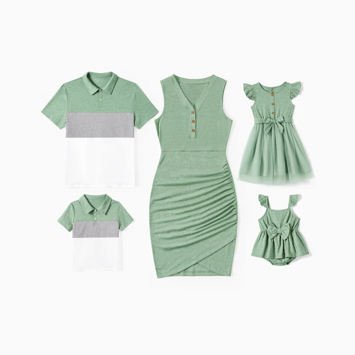 Elegant Short Sleeve Family Matching Outfit Set