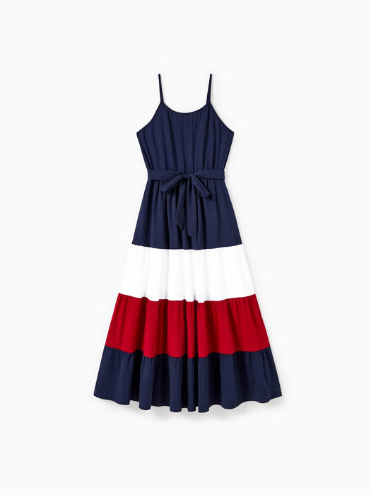 Family Matching Sets Coordinated Tees And Belted A Line Ruffle Hem Dress