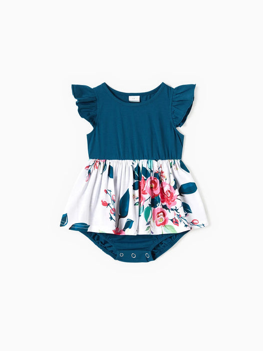 Family Matching Sets Floral Print Dresses And T Shirt