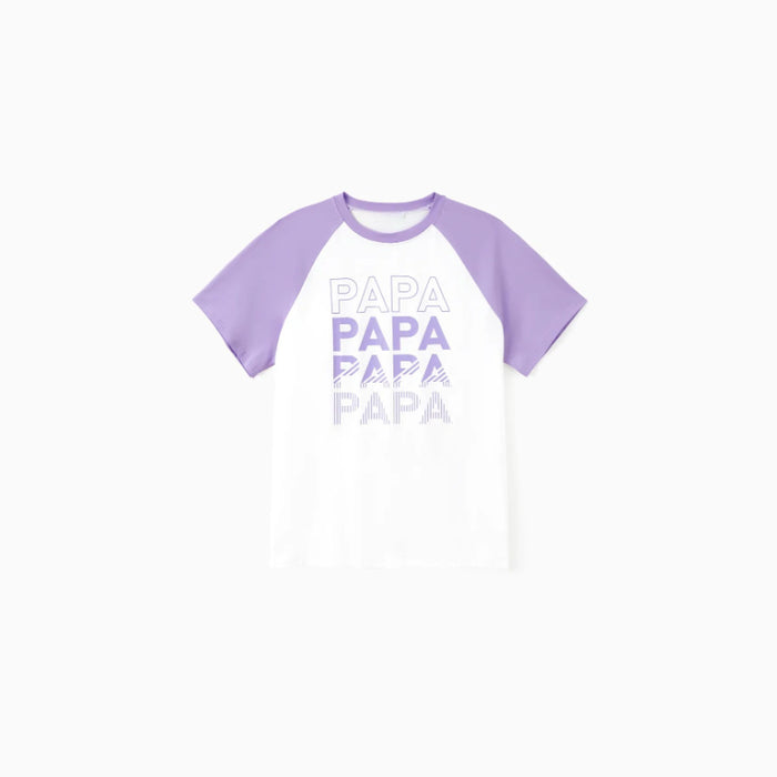 Family Matching Purple Raglan Tees And Ruffle Dresses