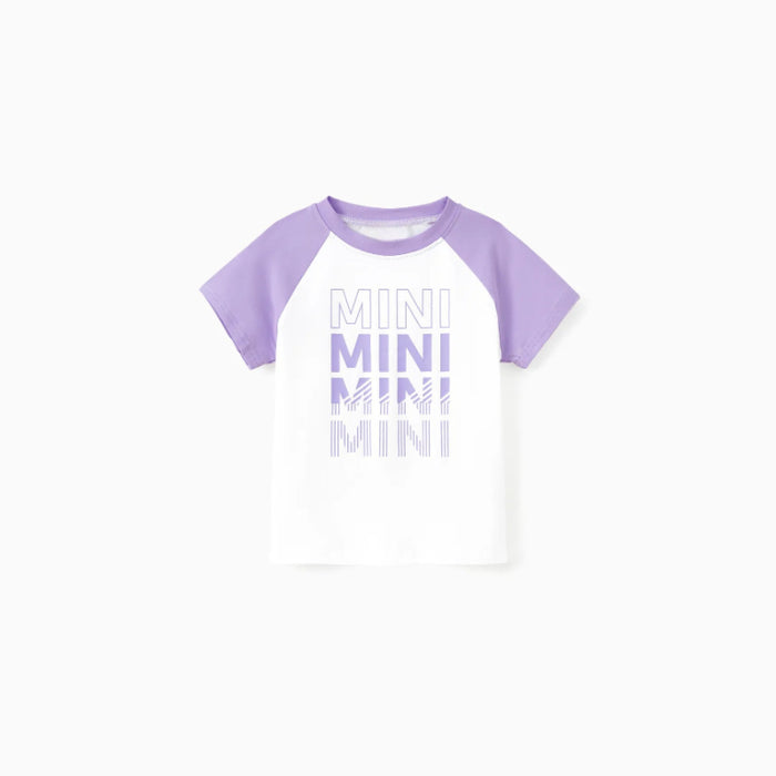 Family Matching Purple Raglan Tees And Ruffle Dresses