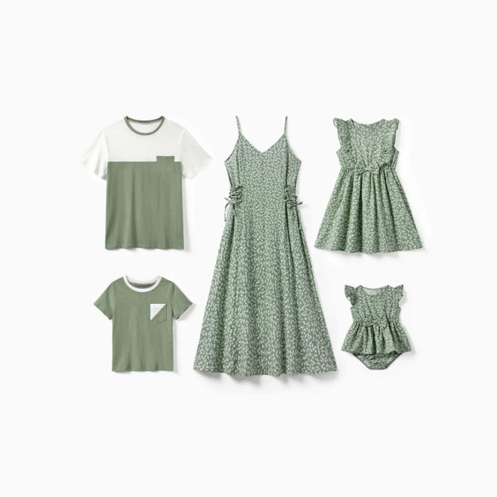 Family Matching Sets Tee and Floral Dress