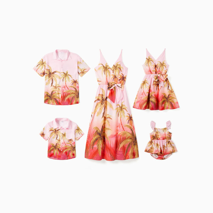 Family Matching Sets Tropical Dress And Beach Shirt