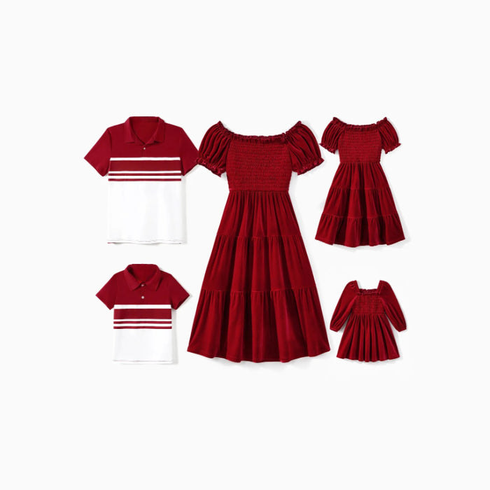 Elegant Family Matching Velvet Outfit Set