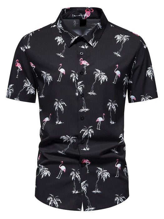 Flamingo And Tropical Patterned Shirt