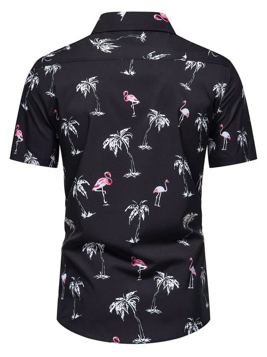 Flamingo And Tropical Patterned Shirt