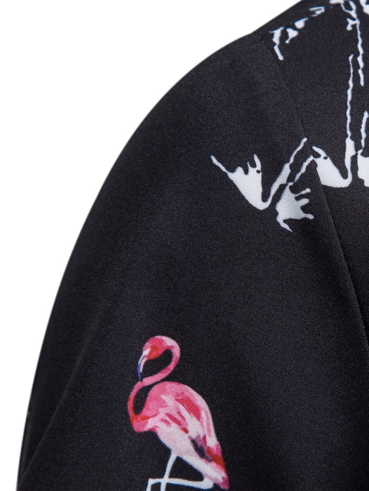 Flamingo And Tropical Print Shirt