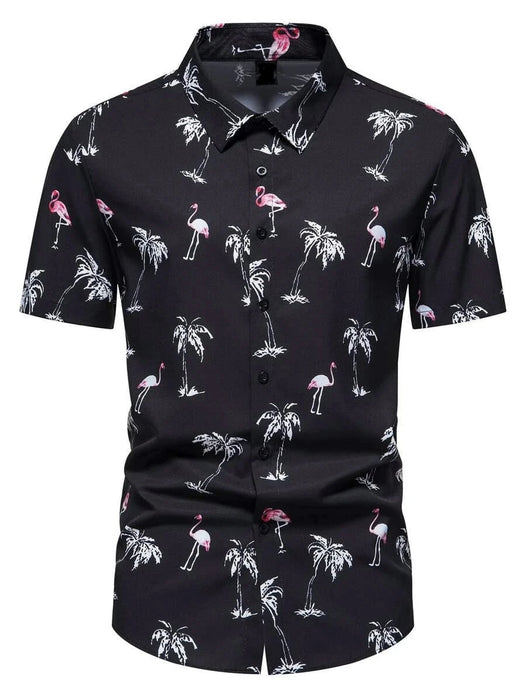 Flamingo And Tropical Print Shirt