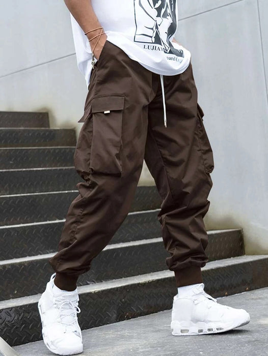 Flap Pocket Drawstring Loose Fit Cargo Pants