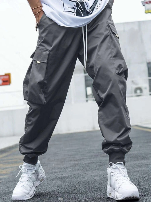 Flap Pocket Drawstring Loose Fit Cargo Pants